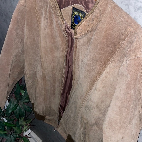 Vintage 70’s WWS Tan Suede Leather Bomber Jacket Pig Split Leather - Picture 16 of 16